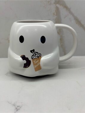 Tim Hortons 2025 Glow In The Dark Halloween Ghost with Bats Coffee Tea Mug NEW